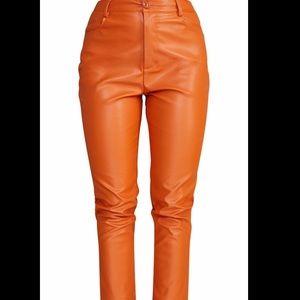 Super cute PLT burnt orange faux leather cropped pants